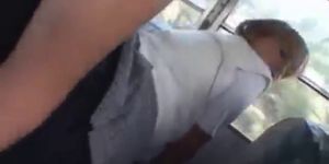 Blonde School Girl and Asian Guy in The Bus.flv