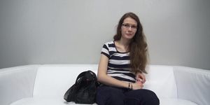 Amateur Czech girl with glasses gets fucked at casting