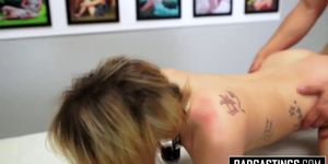 Tattooed teen in used in doggy