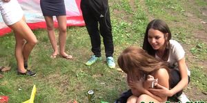 COLLEGE FUCK PARTIES - University babes group fucked outdoor