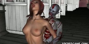 3D babe sucks cock and gets fucked by a zombie