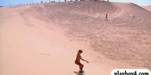Curvy badass babes loves sand boarding