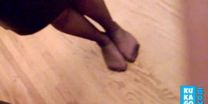 Candid Black Pantyhose Feet  Legs at Xmas Party