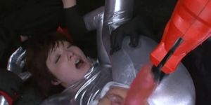 HARDCORE PUNISHMENTS - Silver full body suited teen fucked with fucking machine