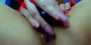 Hot Webcam Girl In Red Masturbates