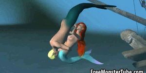 3D Ariel von der kleinen Meerjungfrau wird hart gefickt