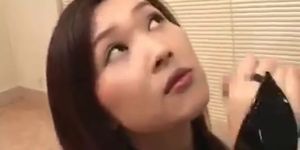 Asian cutie eats fresh sperm