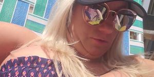 Blonde Big Fake Tits Tanning Outside Smoking A Cig Playing With My Wet Pussy