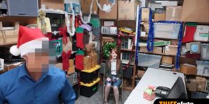 Petite redhead teen thief humiliated by a perv mall cop (Krystal Orchid)