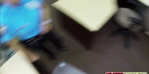 Alluring busty police officer gets banged in the office