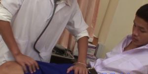 Asian doctor sucking patients dick and toes