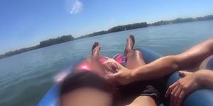 French Wife Gives A Talented Blowjob Floating On Rafts