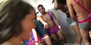 Horny students having a sex party in dorm rooms