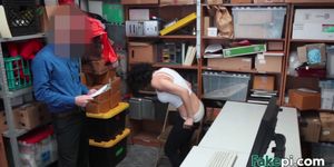 Brunette with fro gets fucked inside office after shoplifting