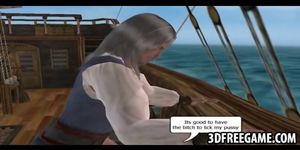 Old man pirate is face fucking his 3d deck hand sluts
