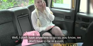 FakeTaxi Blonde likes older men in backseat of London taxi