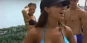 Girl in bikini flashing her pretty tits