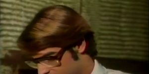 oldschool nerd gets lucky with hot redhead.vintage clip