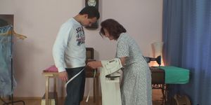 GRANNYBET - Customer fucks sewing old woman