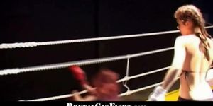 Boxer girl catfight with an amateur girl in the ring