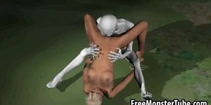 Hot 3D babe getting licked and fucked by an alien