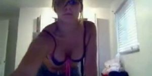 Lovely blonde gives hot striptease - video 2