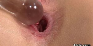 Lovely nympho is gaping juicy twat in closeup and coming