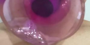 Big pink lips of innocent gey sucking anal plug