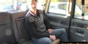 Highheeled cabbie with fake tits banged hard