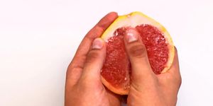 Tight pink grapefruit gets fruit fucked fingered rough in creamy juicy slit ASMR