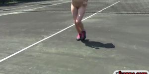 Nasty rushes oral sex in tennis field