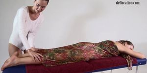 First time oil lesbian massage for Nikita Jankovska