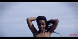 Black Girl with Big Titties Shows of at a Beach
