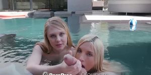 PornPros Threesome pool screw with blondes Lily Rader and Piper Perri