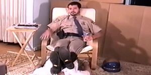 Hot Cop Gets his boots licked by house slave