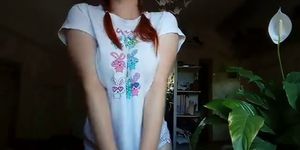 horny redhead showing her amazing tits