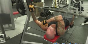 Gym hunk anally pounded and jizzed on