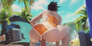 Tracer riding in a swimsuit (with sound) [yeero]