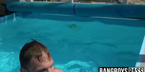 BANG BOYS PASS - Big penis jerking time for muscular hunk at pool all alone