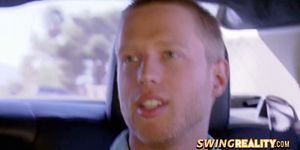 Nervous excited swingers head to the swing house for the first time