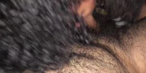Curly hair babe deepthroating cock part 2