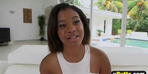 A beautiful busty ebony with juicy butt gets pussy drilled by white dude (Tiffany Taner)