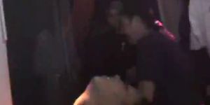 Horny college lesbos finger bang each other at party