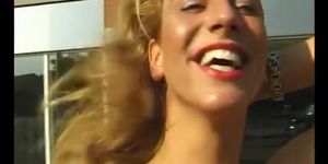 Blonde girl flashes in car - Julia Reaves