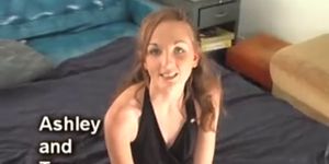 Tiny nervous teen makes her very first porn video