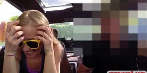 Very slim blonde bimbo sells her car sells her sweet pussy - video 1