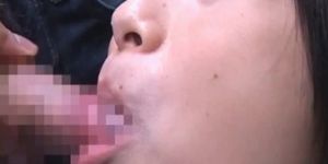 Asian schoolgirl swallowing a big load of fresh cum - video 1