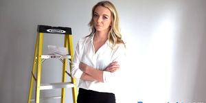 Bossy realtor drilled doggystyle on floor