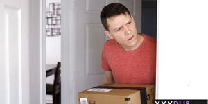 Perverted guy delivered the package to the hot MILF (Dana DeArmond)