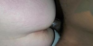 Stepson nuts on moms fat white ass